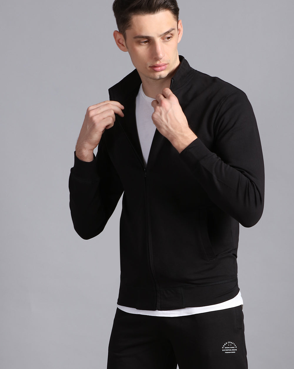Solid Running Black Track pant