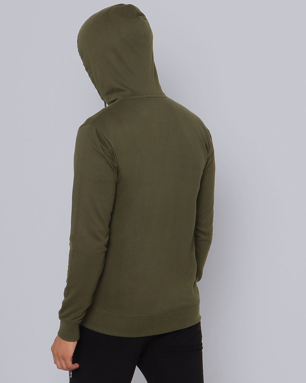 Solid Hooded Sweatshirt-Olive