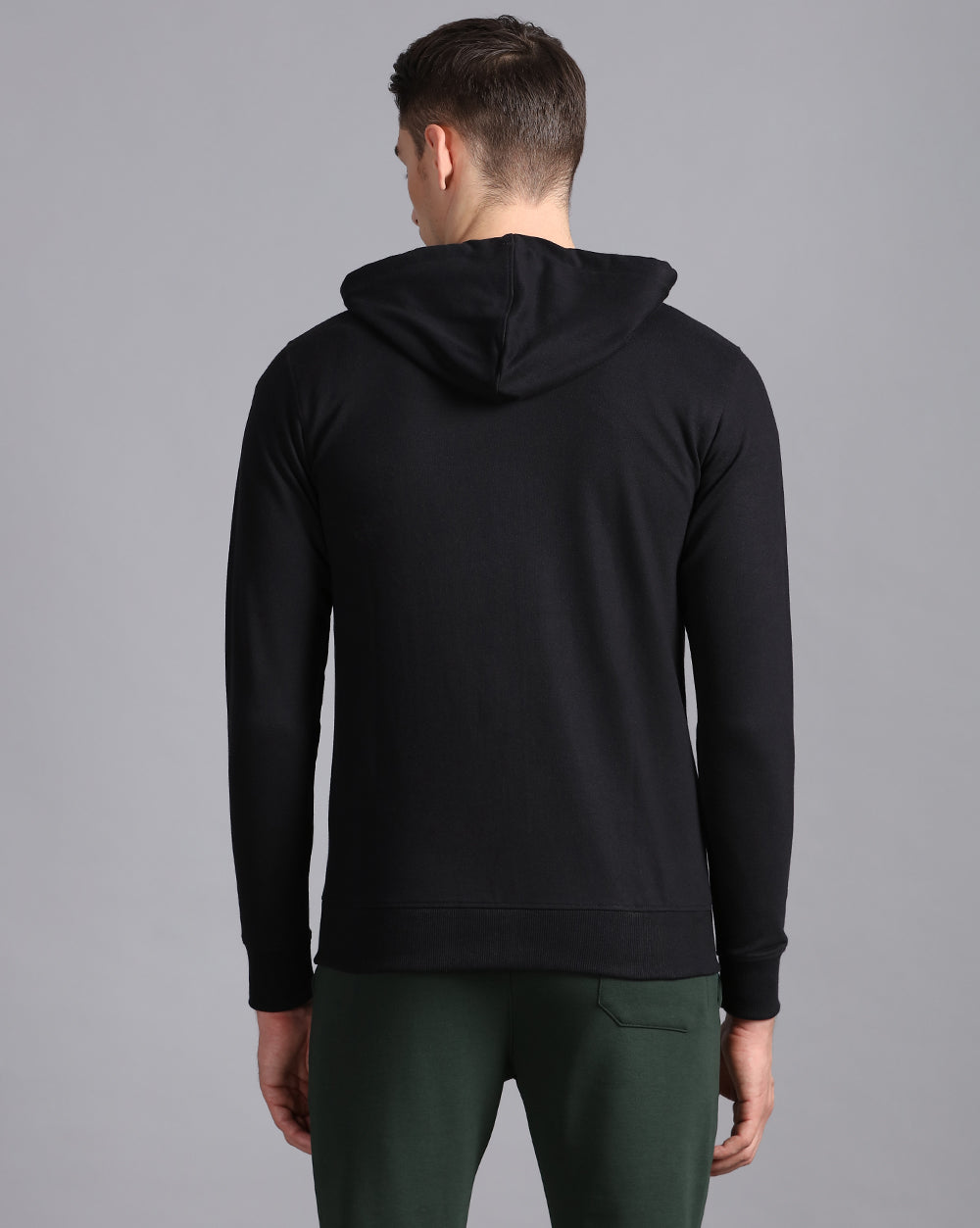 Solid Hooded Sweatshirt-Black