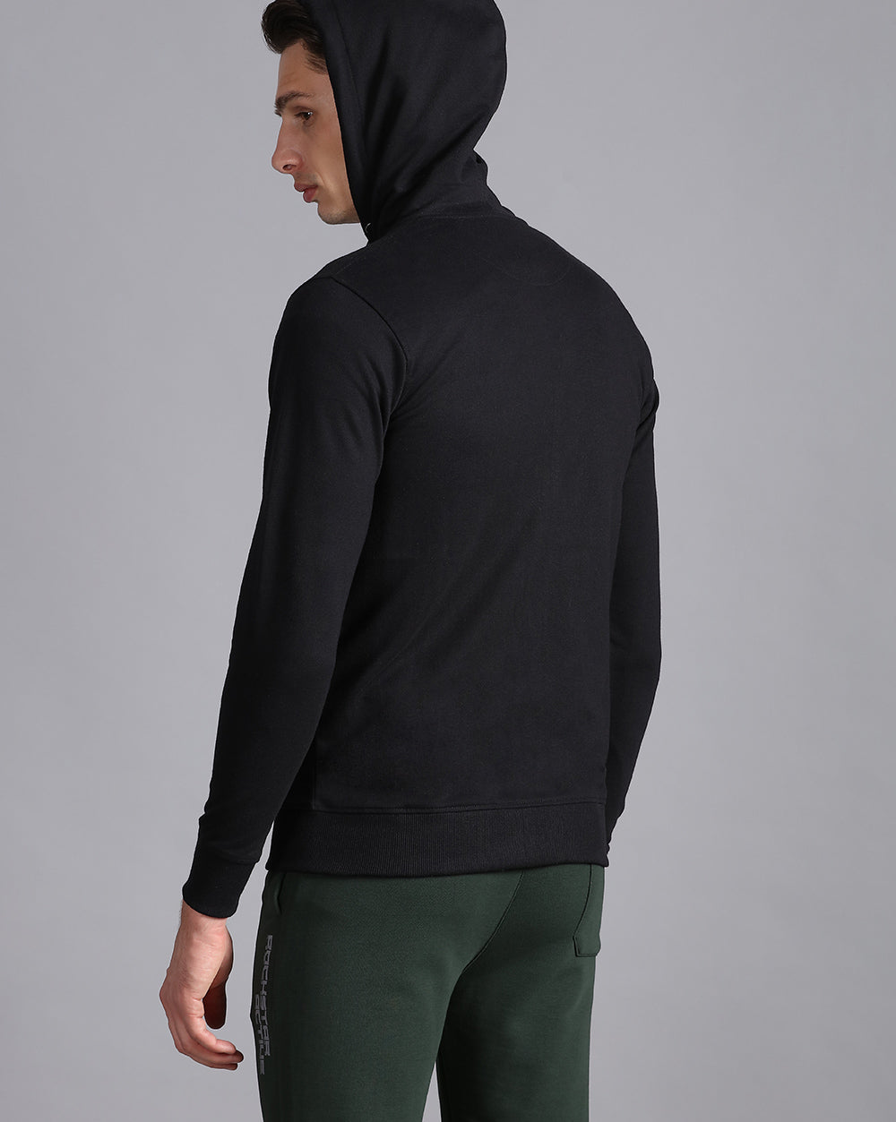 Solid Hooded Sweatshirt-Black