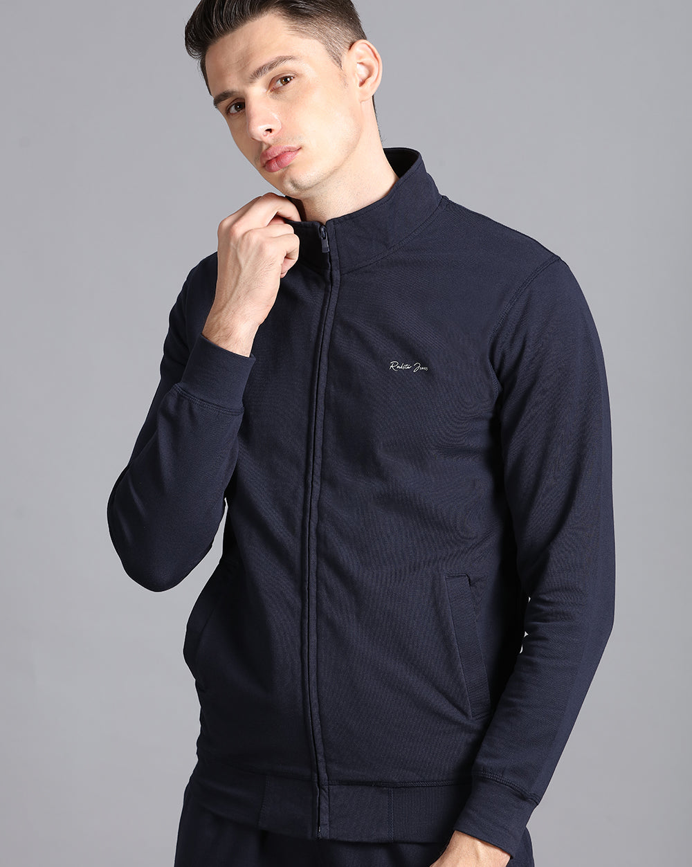 Solid Casual Jacket-Navy