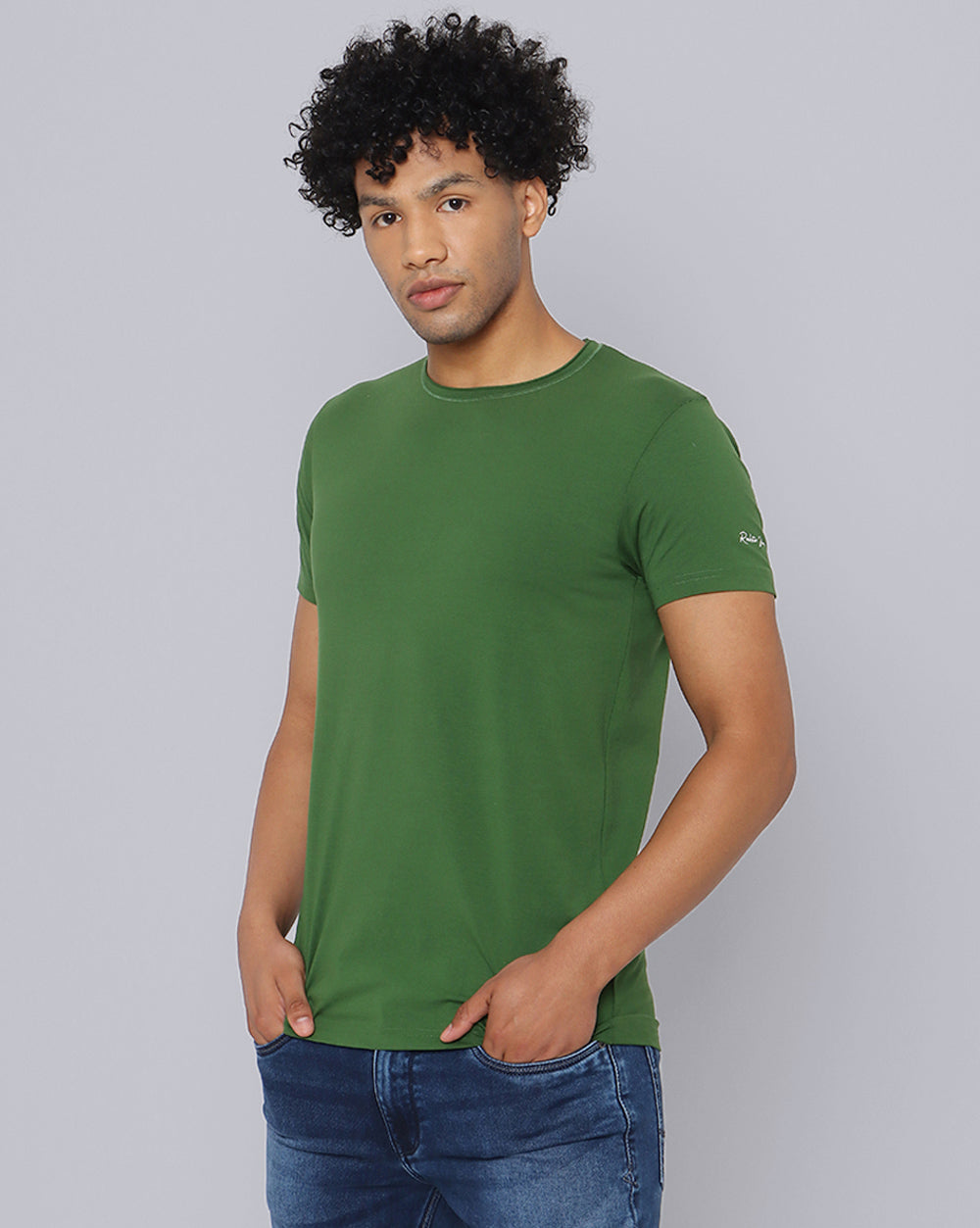 Crewneck Comfort Strech T-Shirt-Forest Green