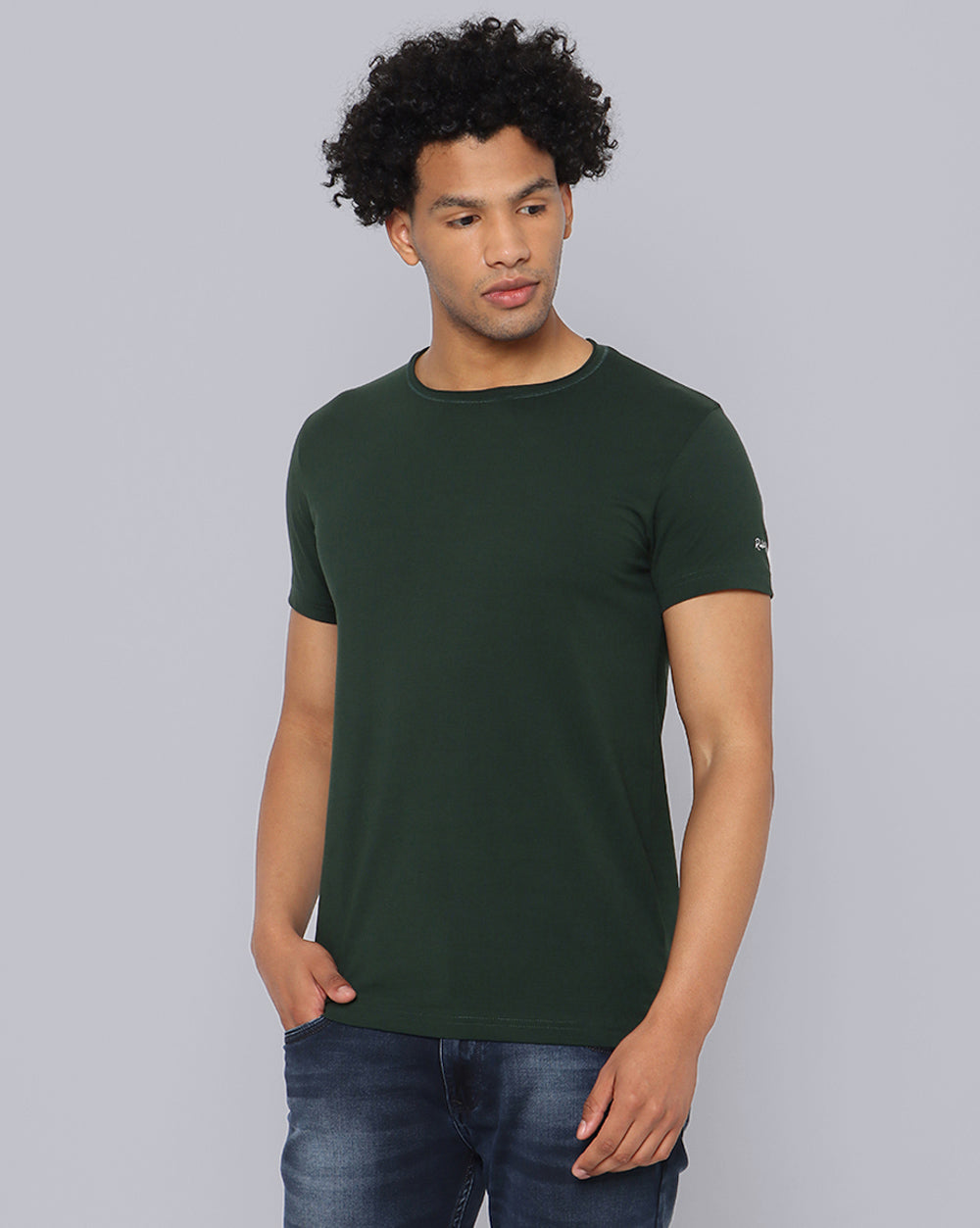Crewneck Comfort Strech T-Shirt-Deep Green