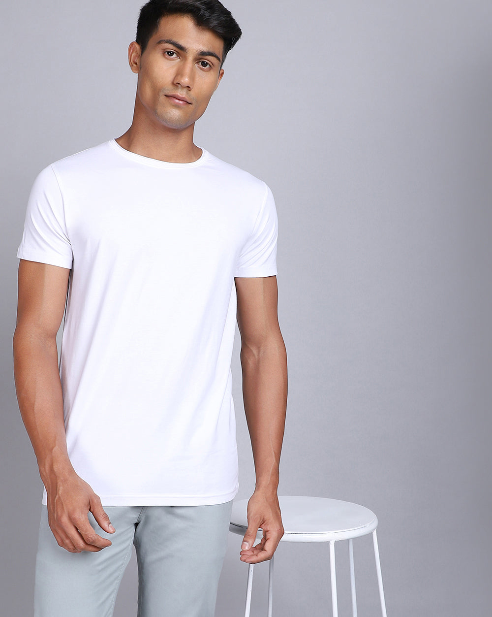 Crewneck Comfort Strech T-Shirt Blank White
