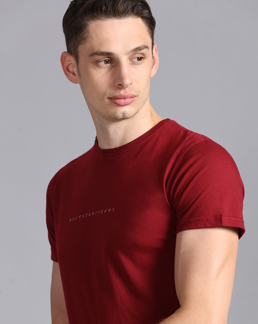 Crewneck Combo T-Shirt Maroon,Grey