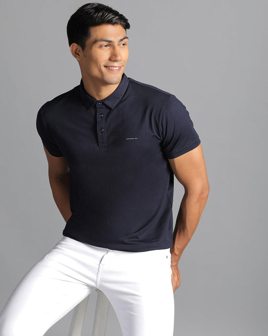 Slim Fit Strech Polo T-Shirt Navy