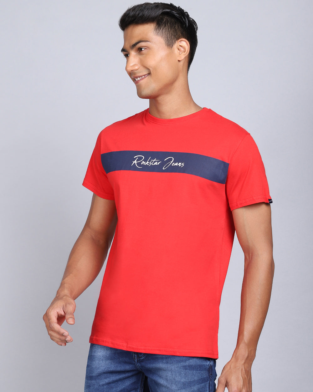Crew Neck Printed T-Shirt-Red