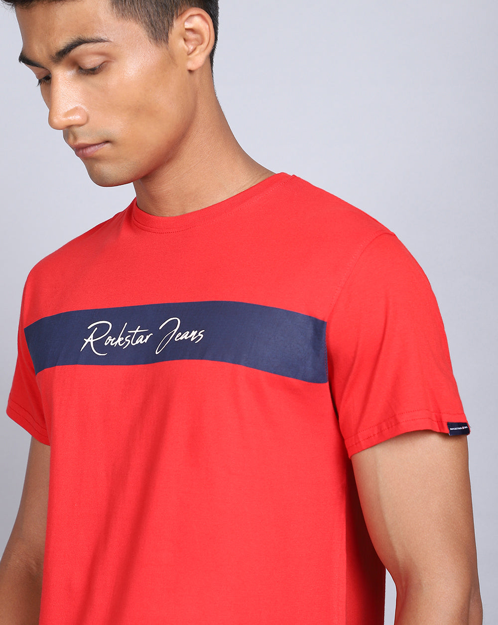 Crew Neck Printed T-Shirt-Red