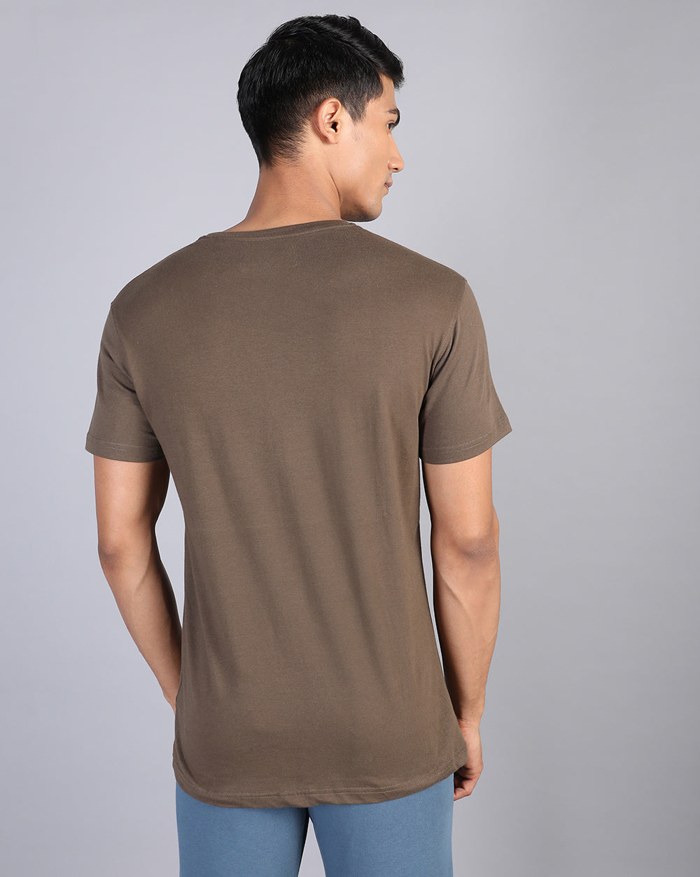 Crew neck Comfort Strech T-Shirt Brown
