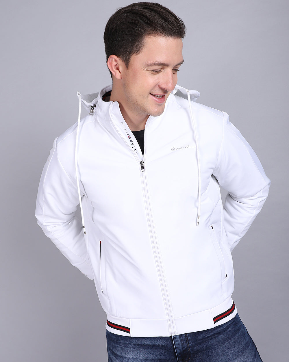 Solid Hooded Jacket-White